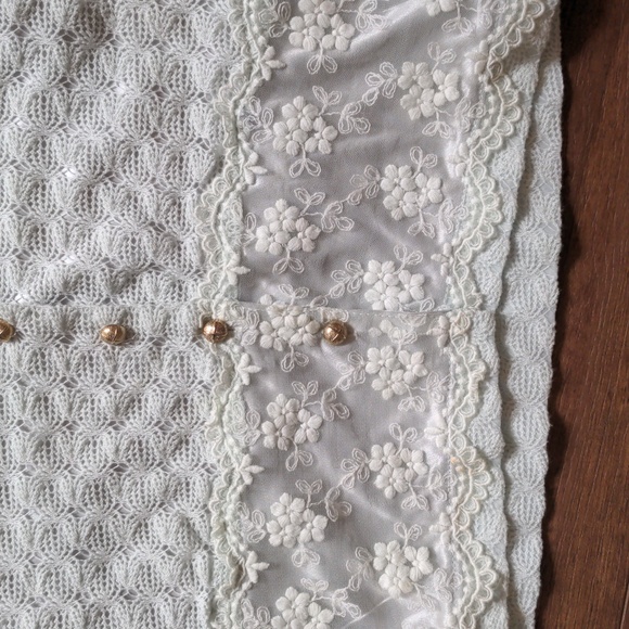 Seafoam Green Blue Regency Style Top Gold Buttons Puff Sleeve - Picture 3 of 8